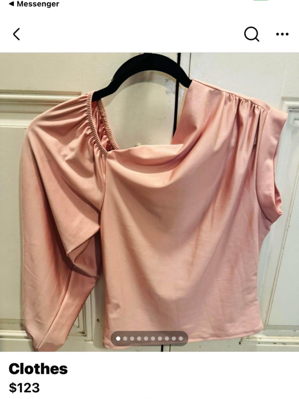 Women's One-Shoulder Draped Top - Blush Pink